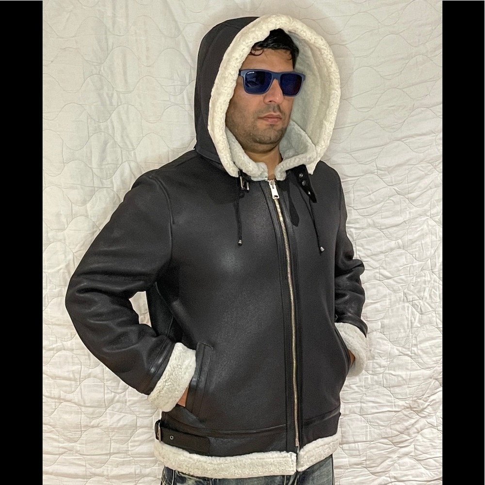 Sheepskin Shearling leather Bomber jacket